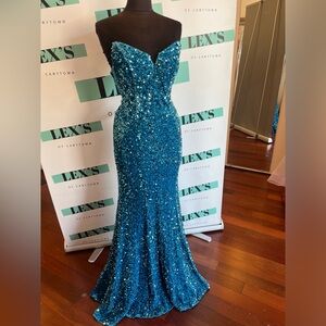 Ladivine strapless sequin gown